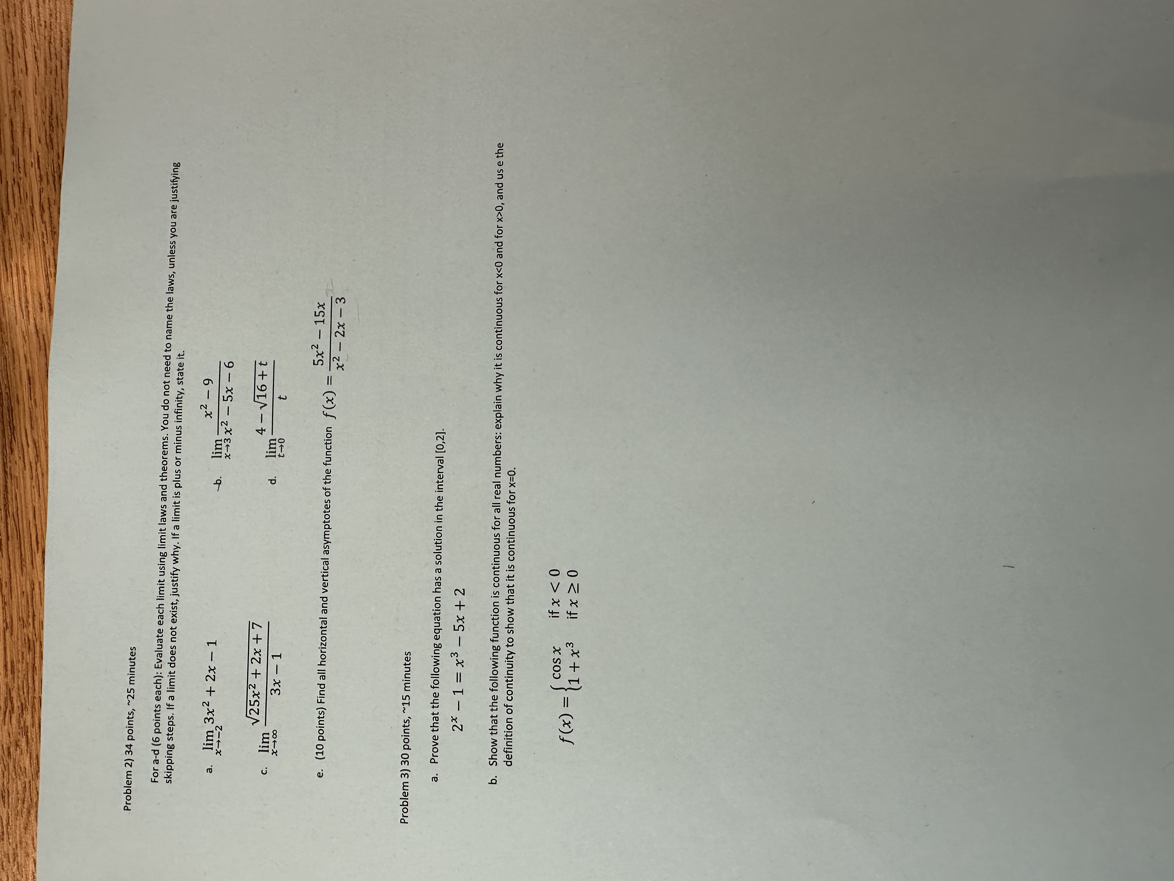 Problem 2 ) 3 4 points, 2 5 minutes For a - d ( 6