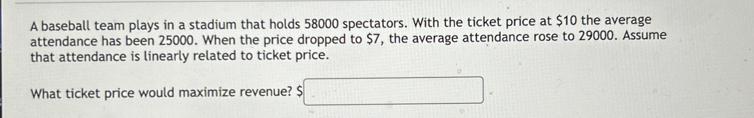 A baseball team plays in a stadium that holds 5 8