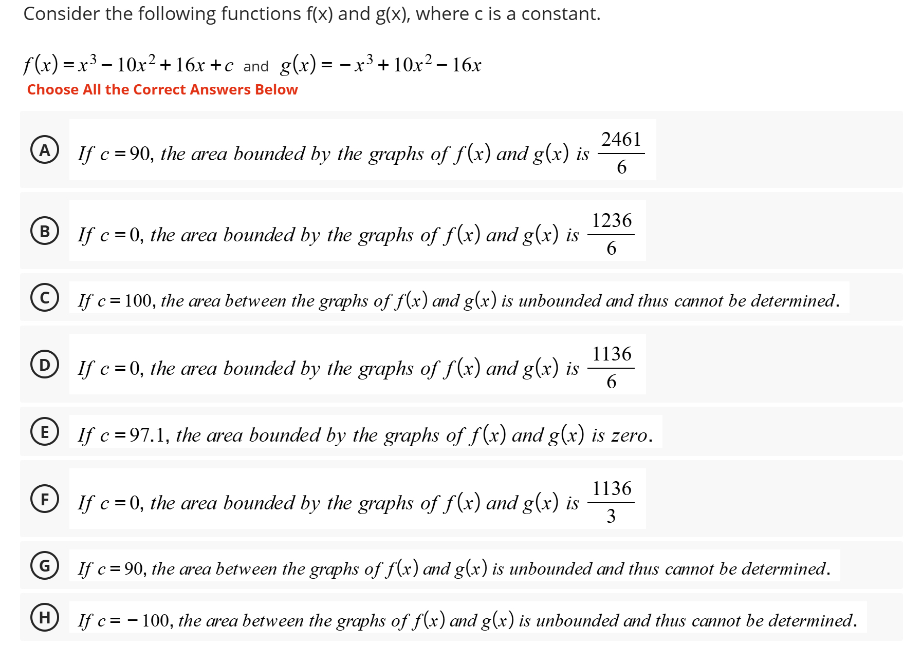 Consider the following functions f ( x ) and g (