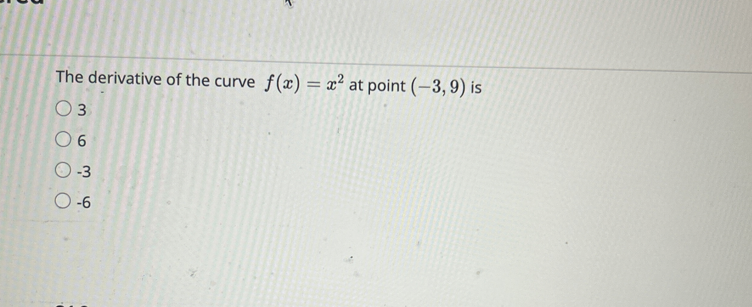 The derivative of the curve f ( x ) = x 2 at