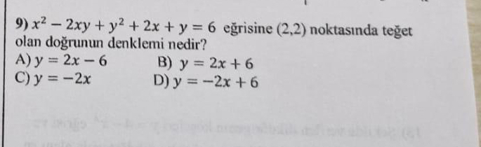 x 2 - 2 x y + y 2 + 2 x + y = 6 e risine ( 2 , 2