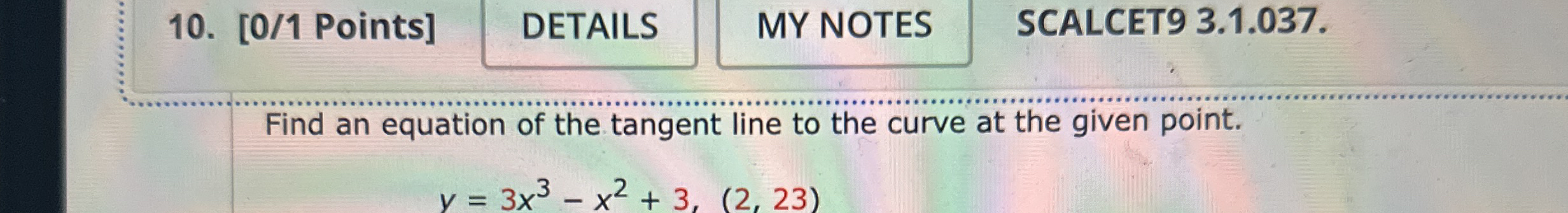 [ 0 / 1 Points ] DETAILS SCALCET 9 3 . 1 . 0 3 7