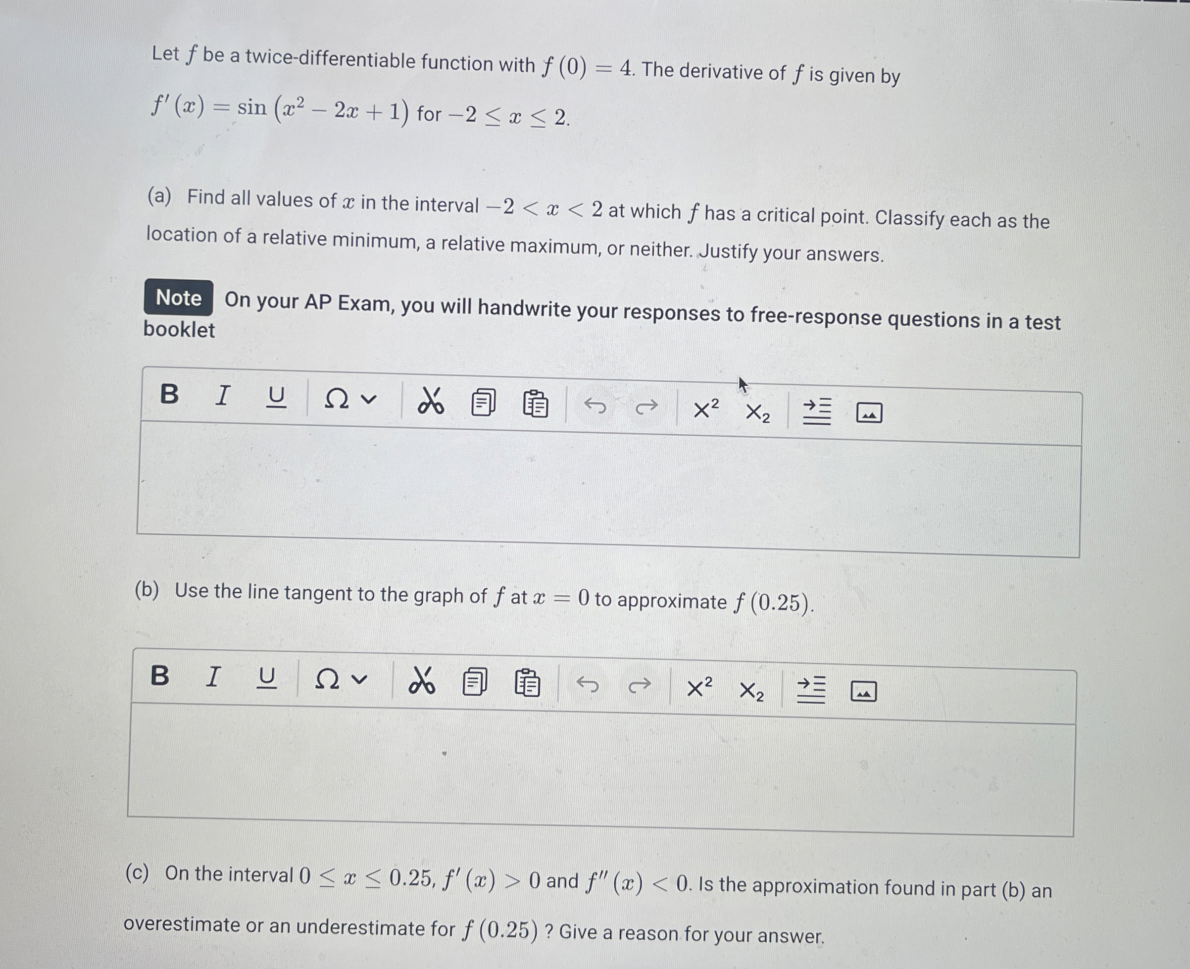 Let f be a twice - differentiable function with f