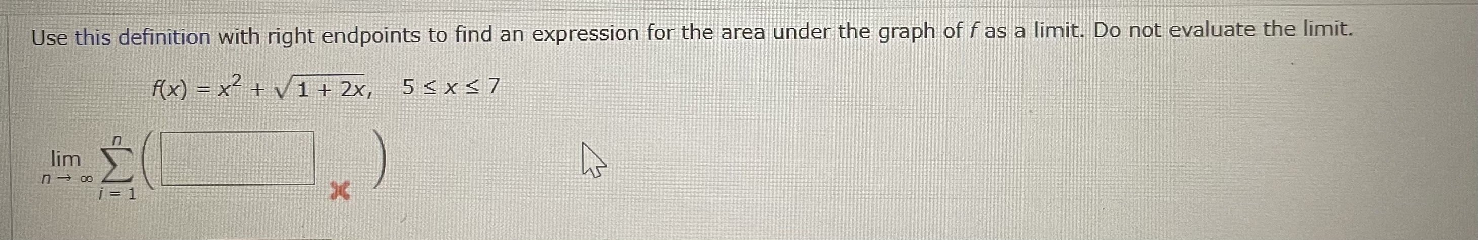 Use this definition with right endpoints to find