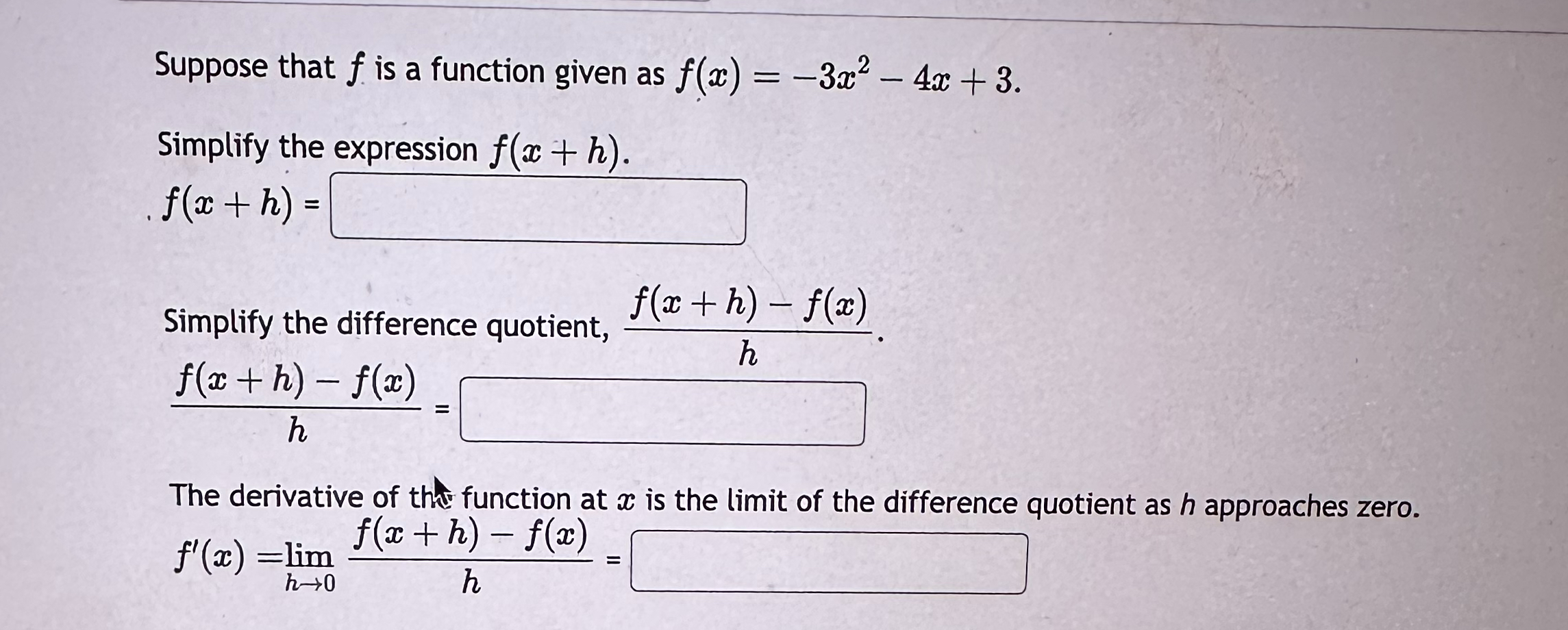 Suppose that f is a function given as f ( x ) = -