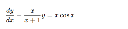 ( dy ) / ( dx ) - ( x ) / ( x + 1 ) y = xcosx