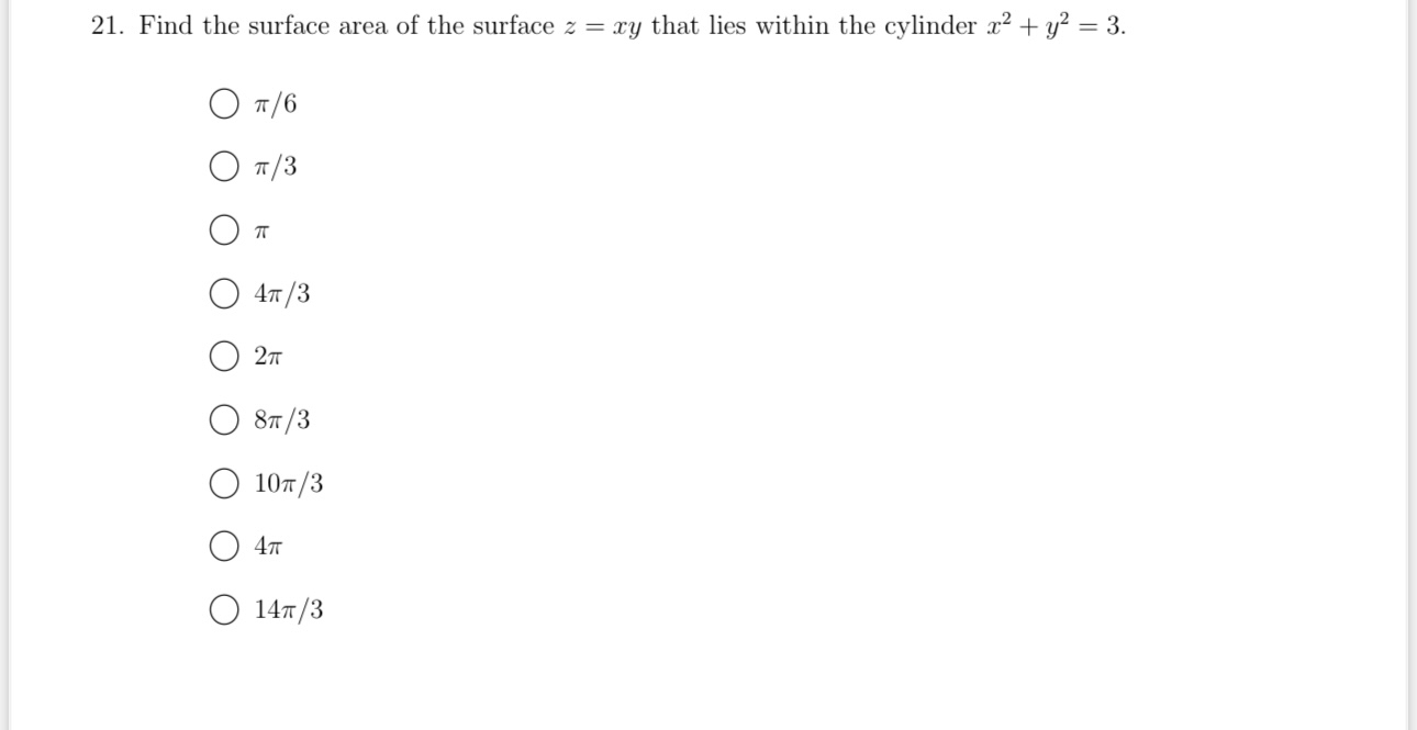 Find the surface area of the surface z = x y that
