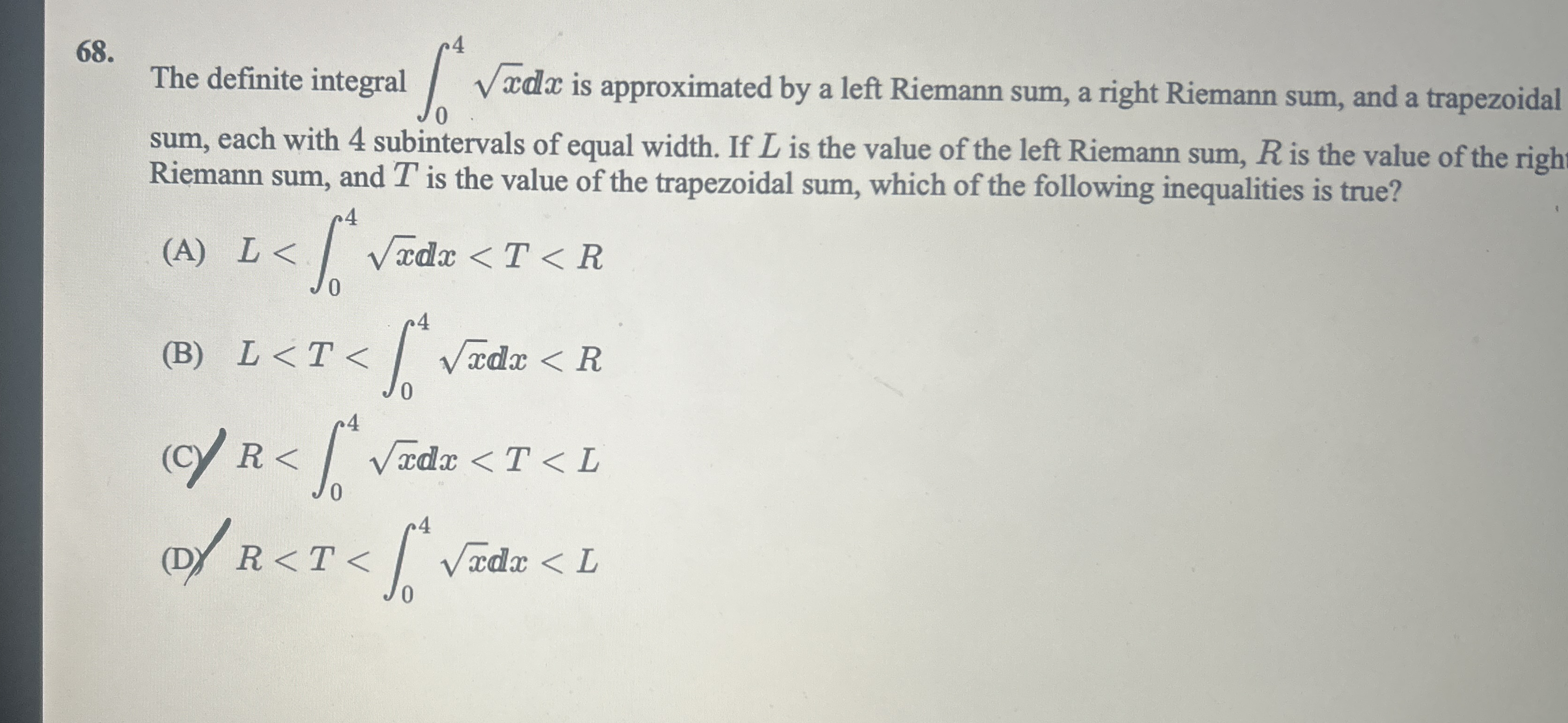 The definite integral 0 4 x 2 d x is approximated