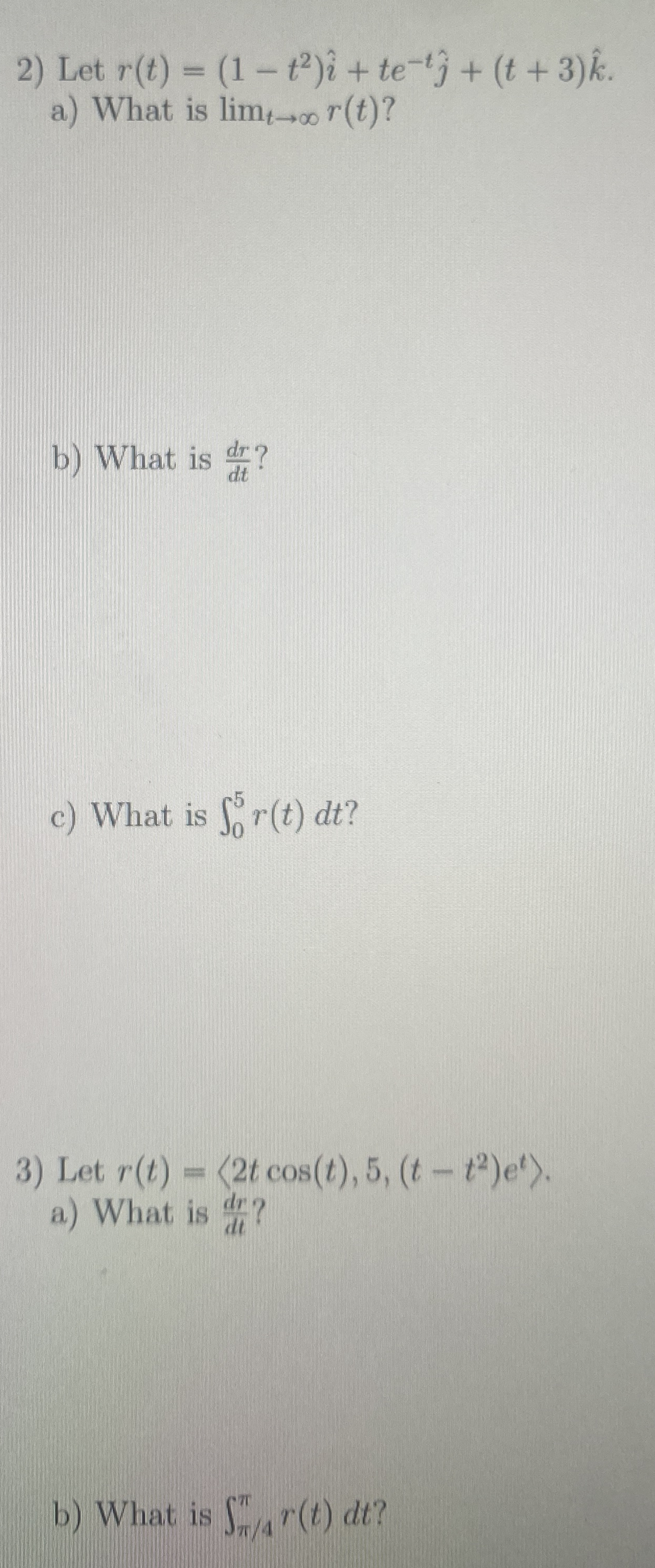 Let r ( t ) = ( 1 - t 2 ) h a t ( i ) + t e - t