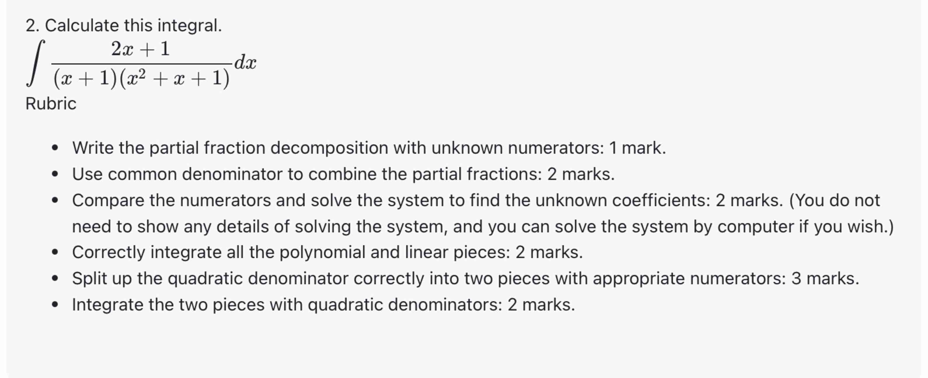Calculate this integral. int ( 2 x + 1 ) / ( ( x