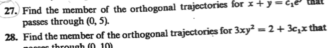 Find the member of the orthogonal trajectories