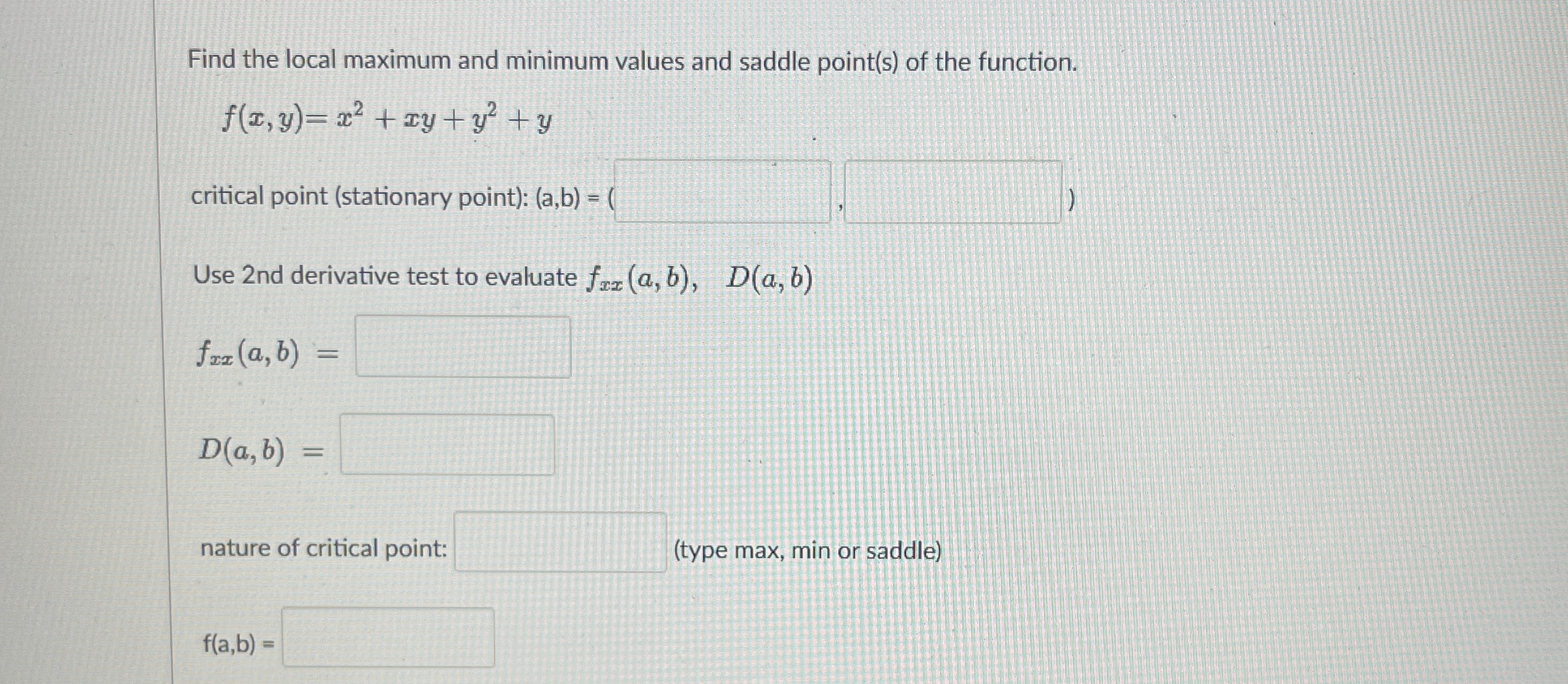 Find the local maximum and minimum values and