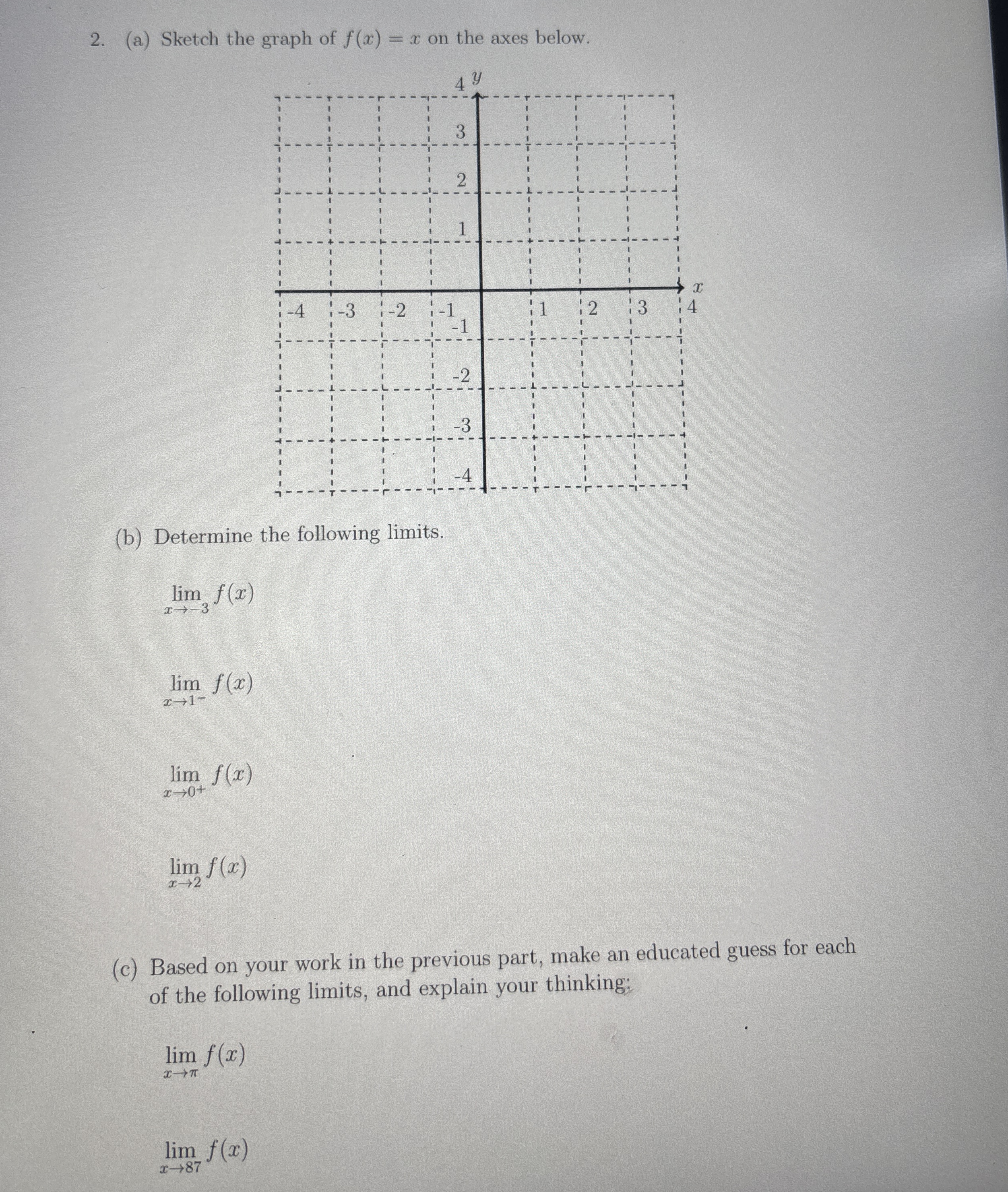 ( a ) Sketch the graph of f ( x ) = x on the axes