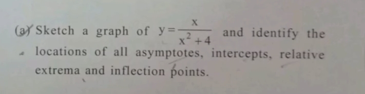 ( a ) Sketch a graph of y = x x 2 + 4 and