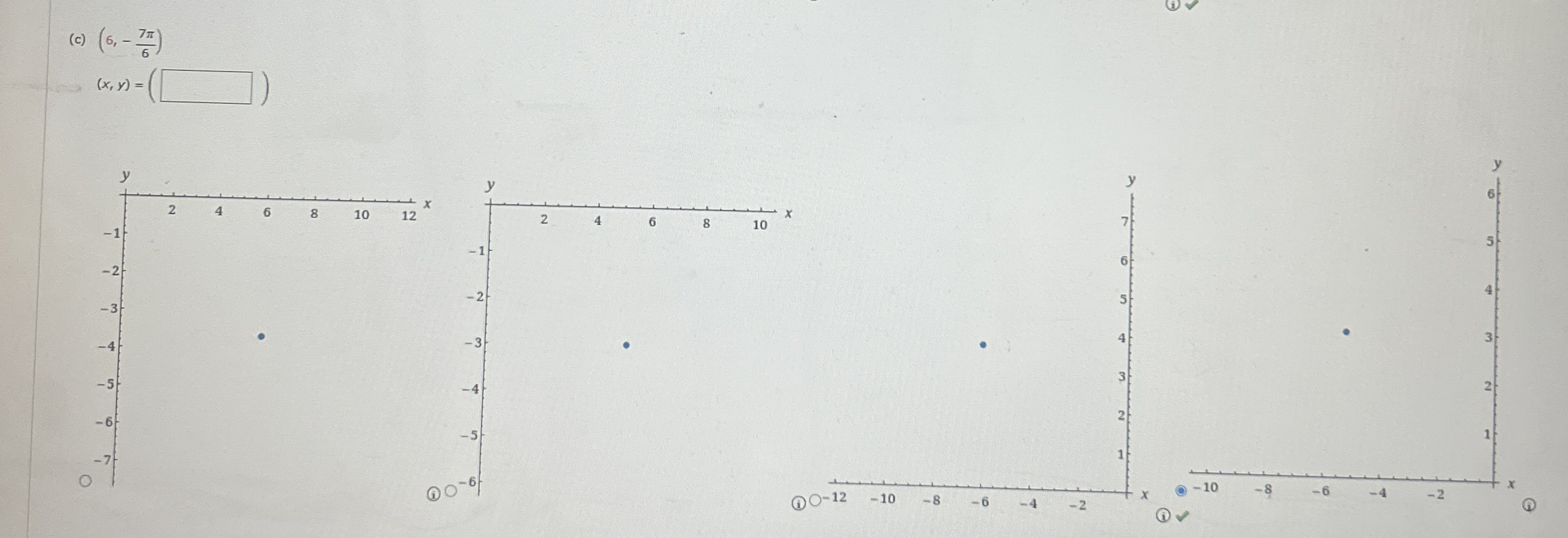 ( c ) ( 6 , - 7 6 ) ( x , y ) = 1