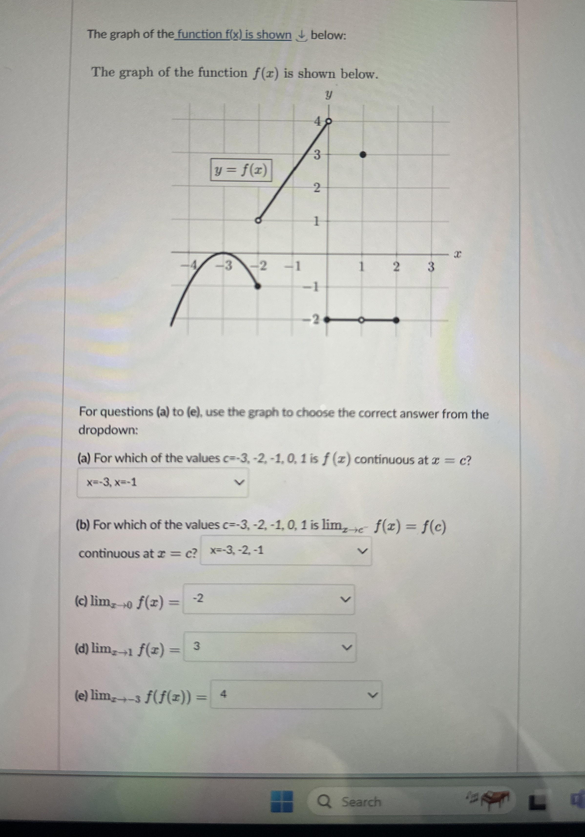 The graph of the function f ( x ) is shown darr