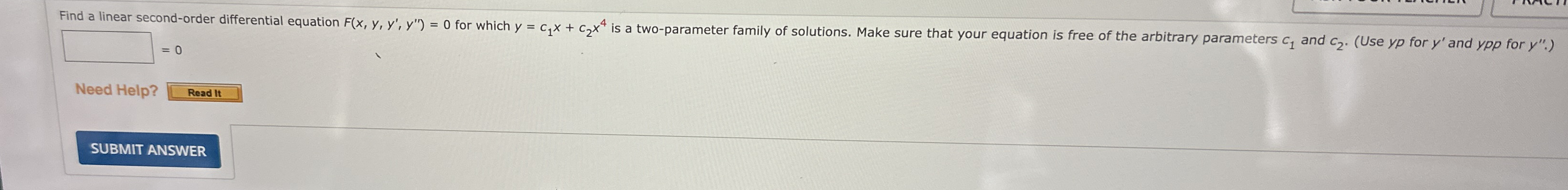 Find a linear second - order differential