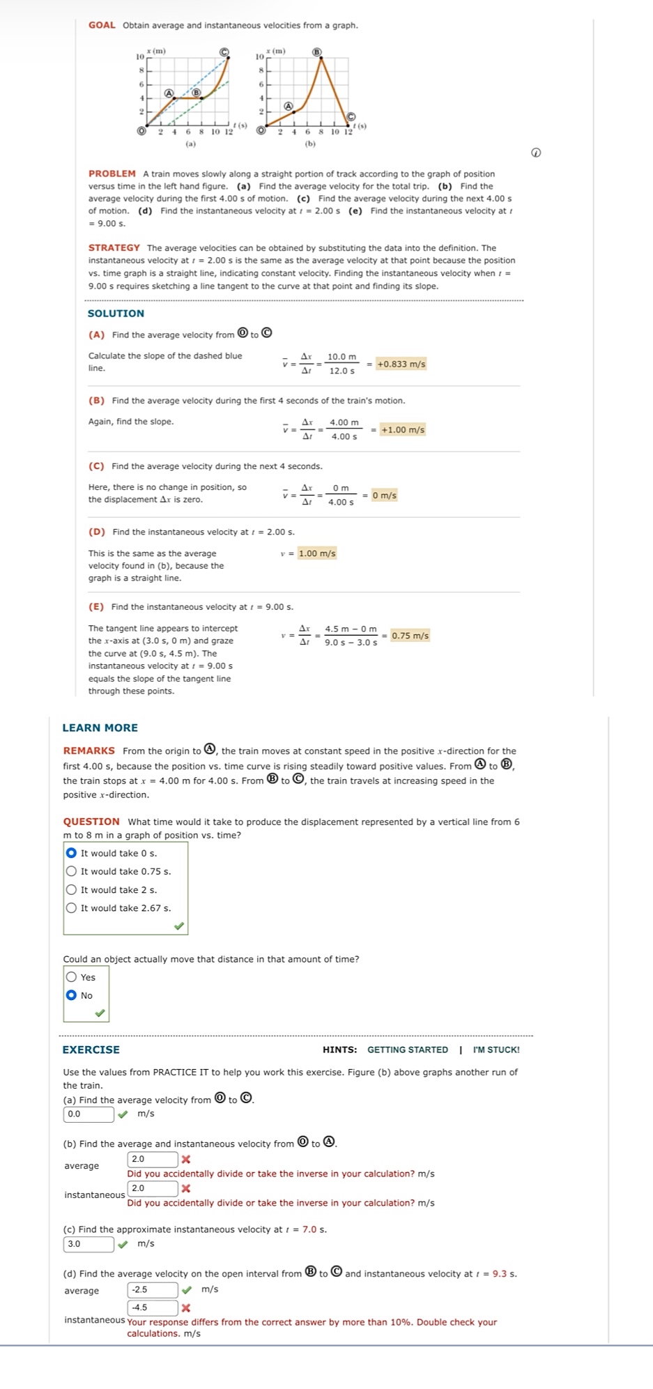 a ) find the average and instantaneous velocity