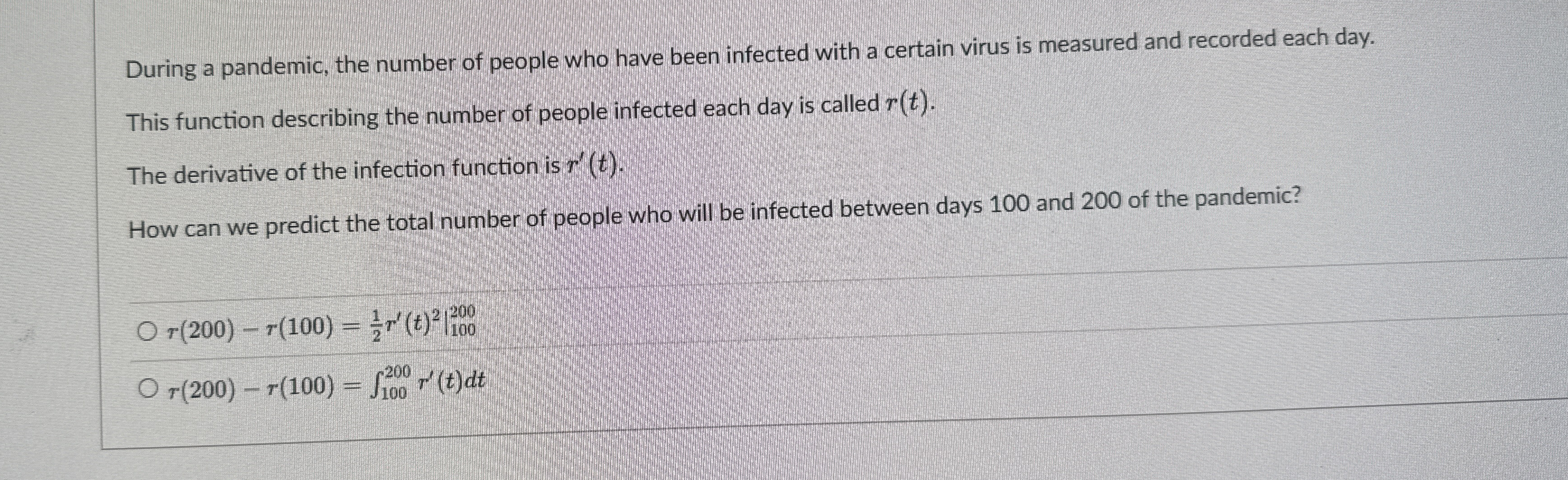 During a pandemic, the number of people who have