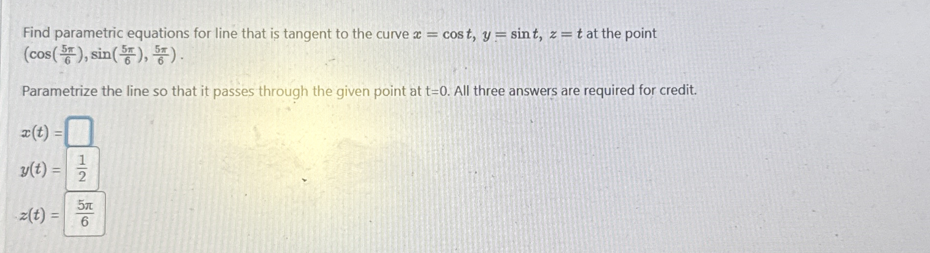 Find parametric equations for line that is