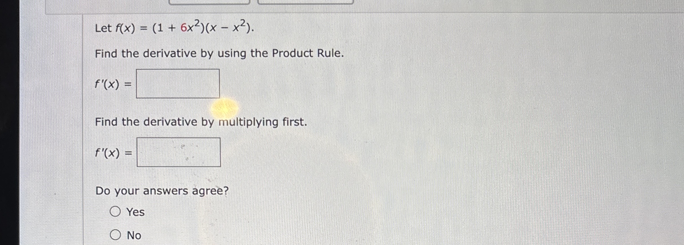 Let f ( x ) = ( 1 + 6 x 2 ) ( x - x 2 ) Find the