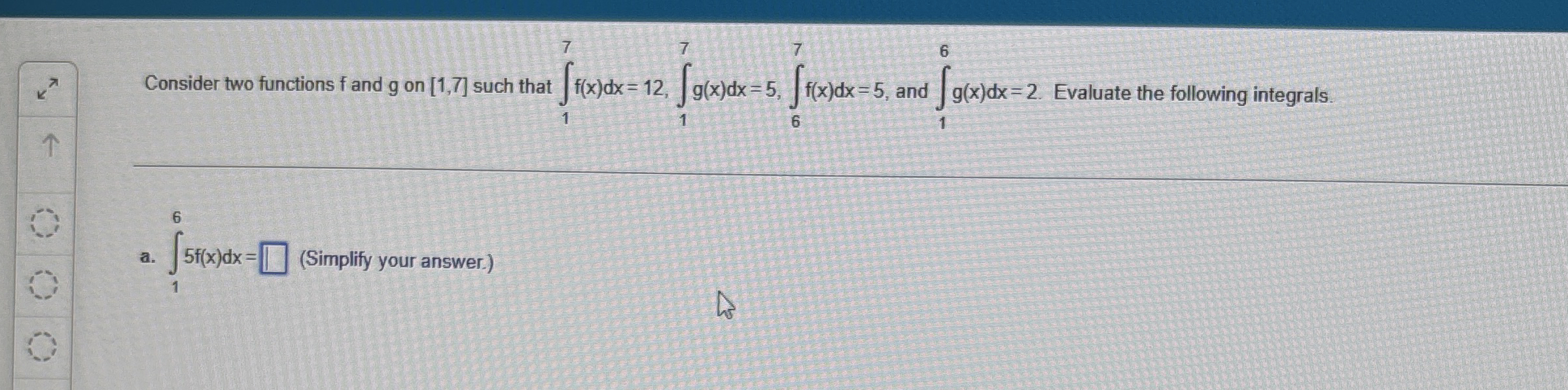 Consider two functions f and g on 1 , 7 such that