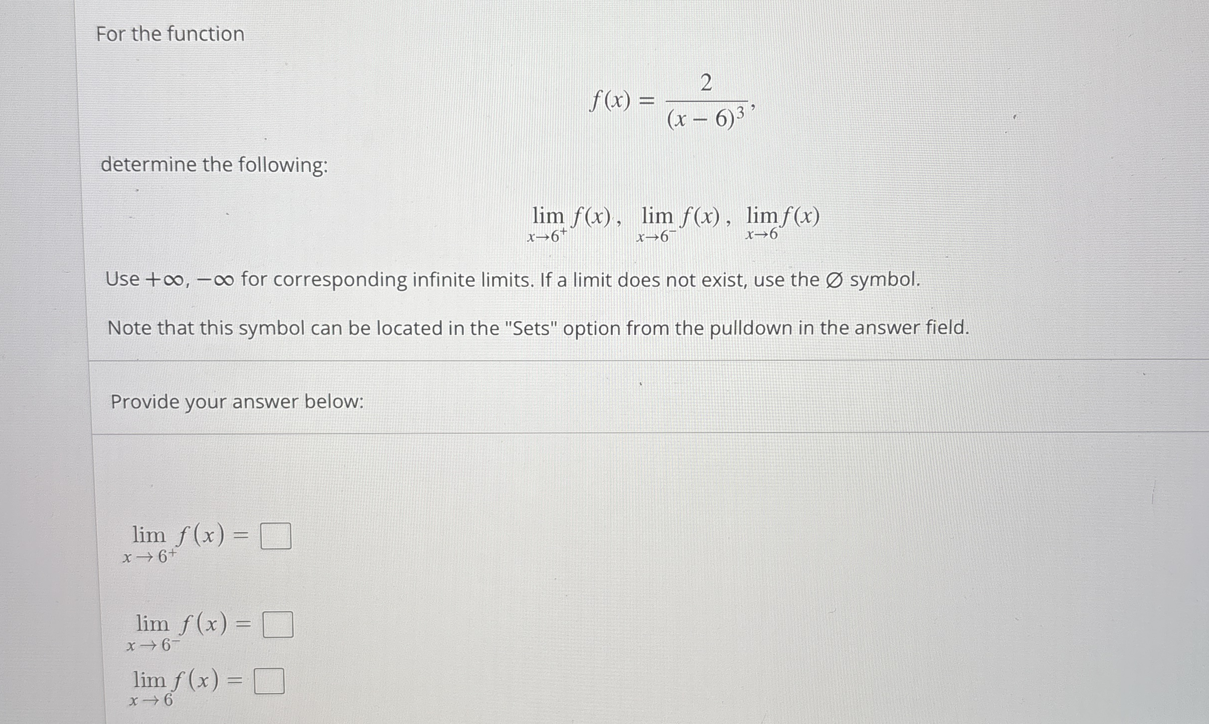 For the function f ( x ) = 2 ( x - 6 ) 3