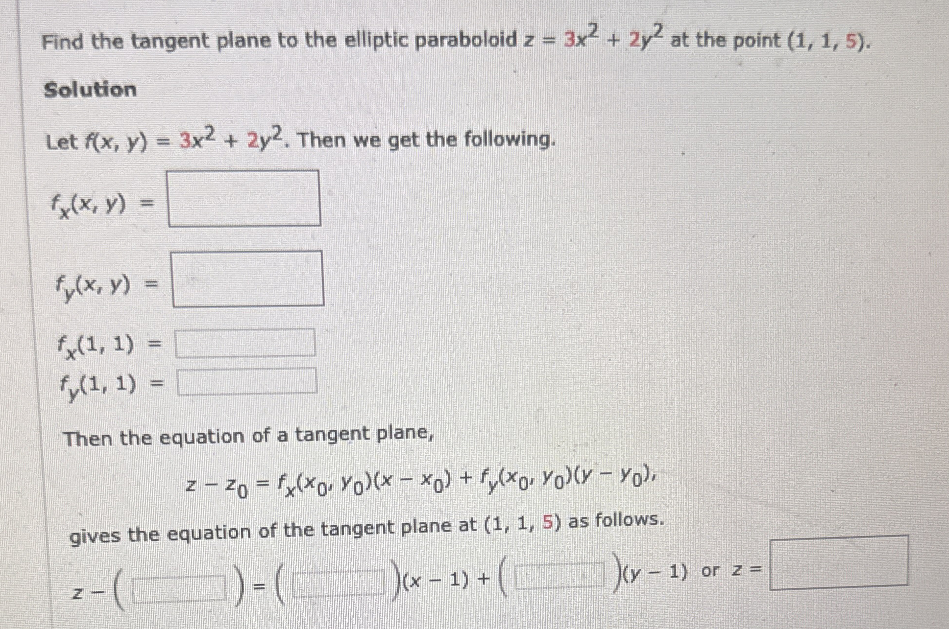 Find the tangent plane to the elliptic paraboloid