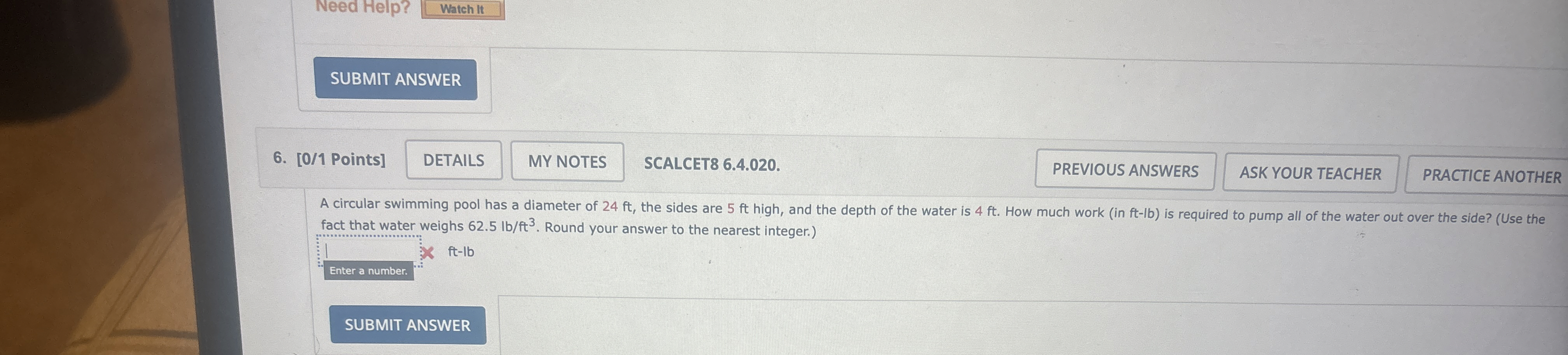 Need Help? Watch it 6 . [ 0 / 1 Points ] DETAILS