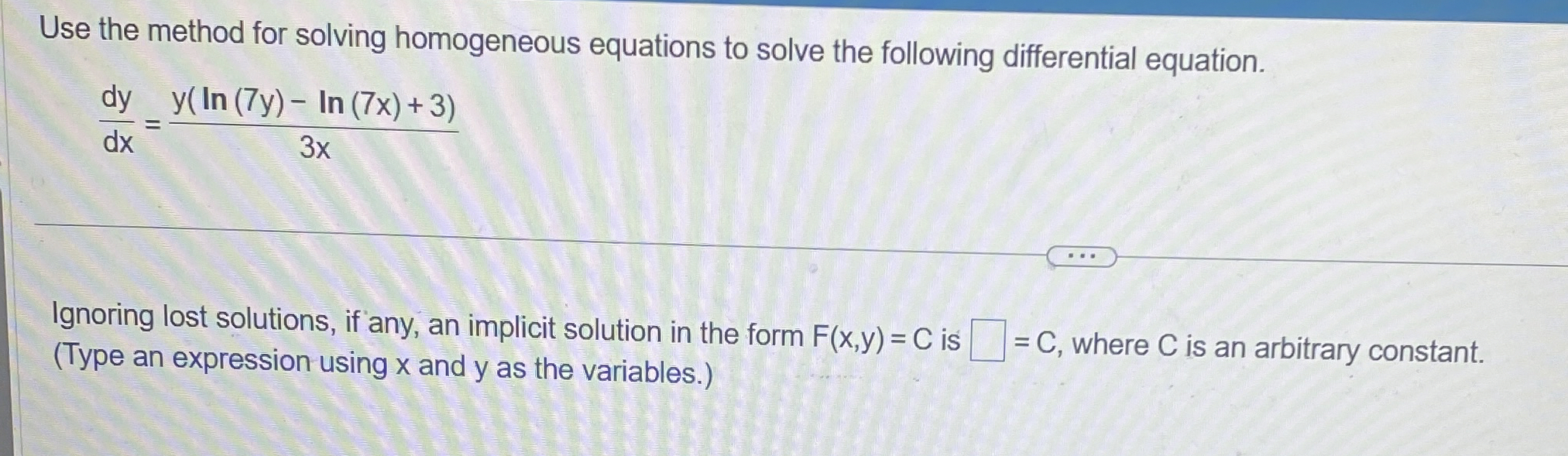Use the method for solving homogeneous equations