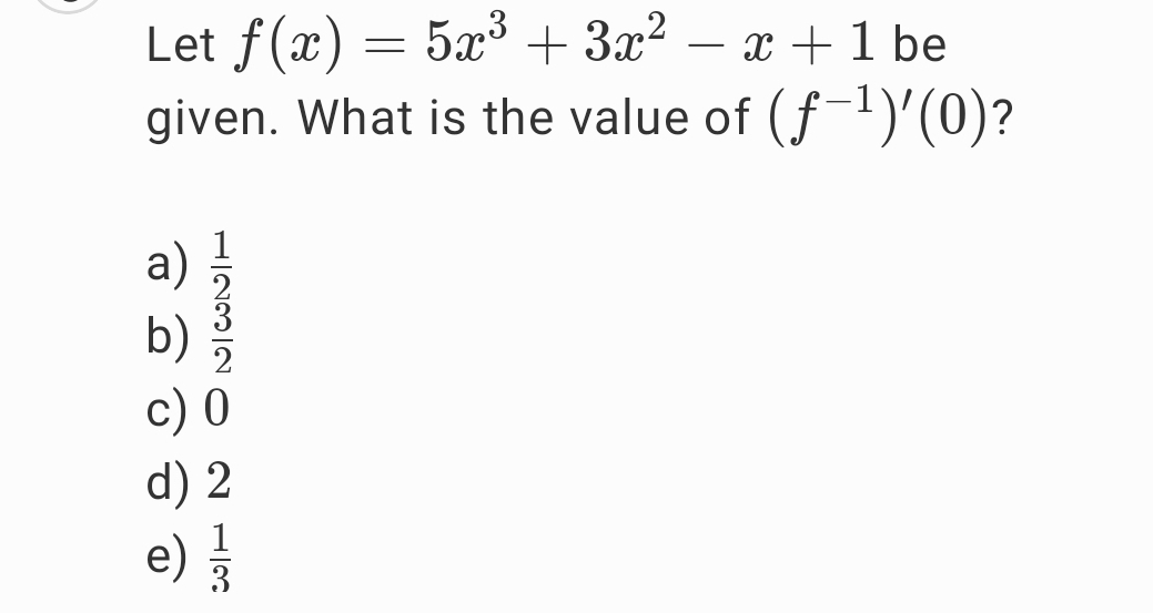 Let f ( x ) = 5 x 3 + 3 x 2 - x + 1 be given.