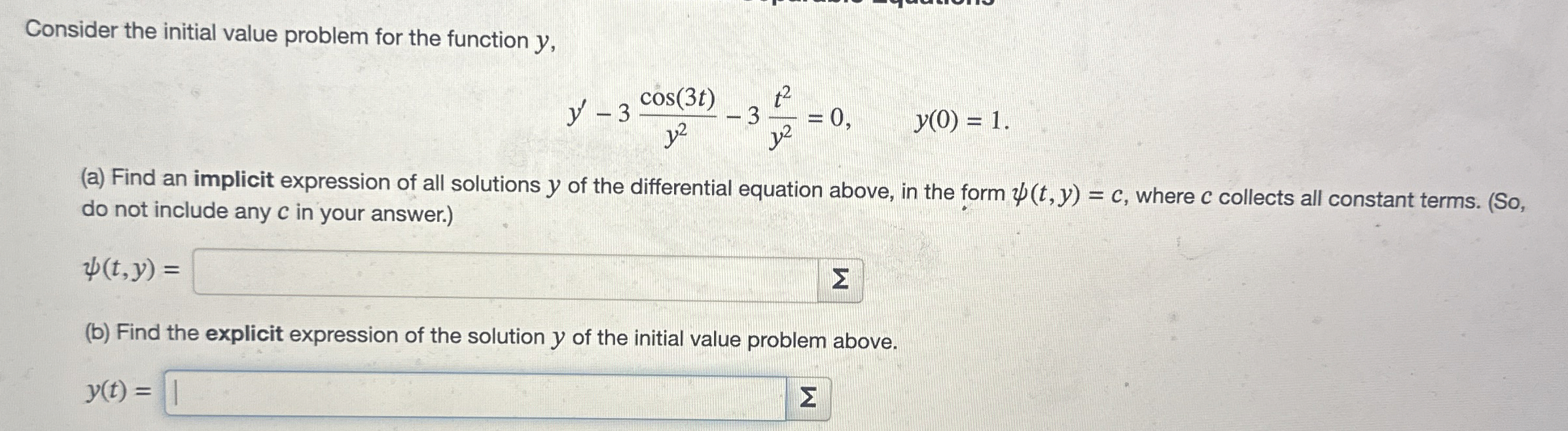 Consider the initial value problem for the