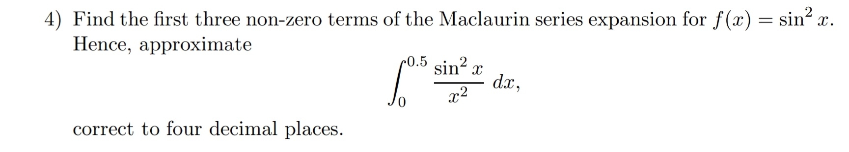 Find the first three non - zero terms of the