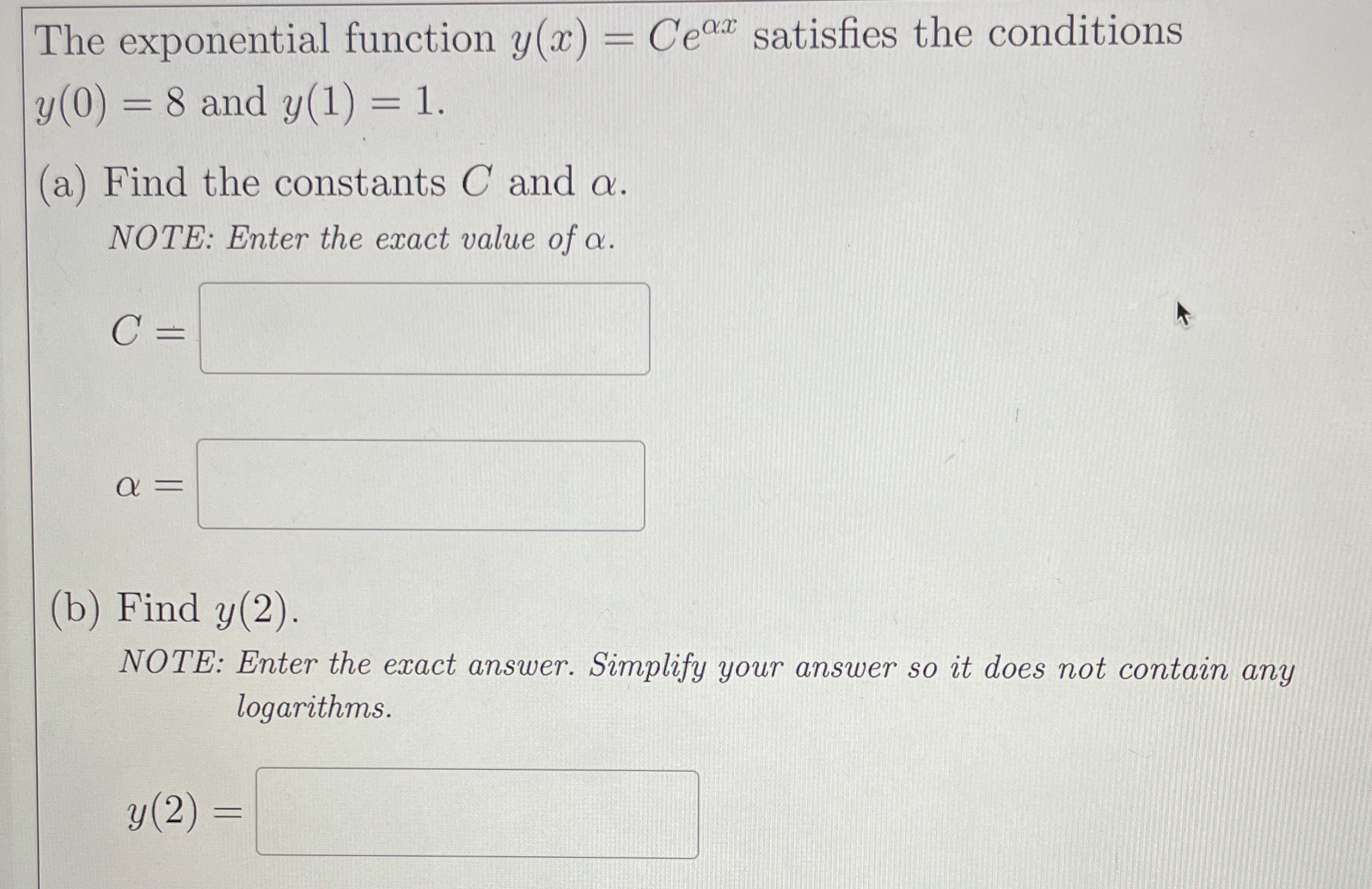 The exponential function y ( x ) = C e x
