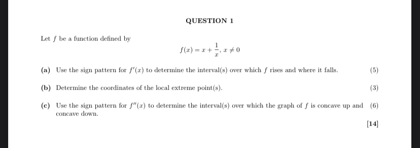 QUESTION 1 Let f be a function defined by f ( x )