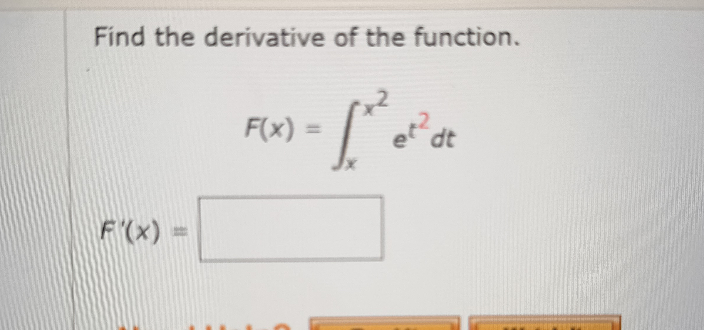 Find the derivative of the function. , F ( x ) =