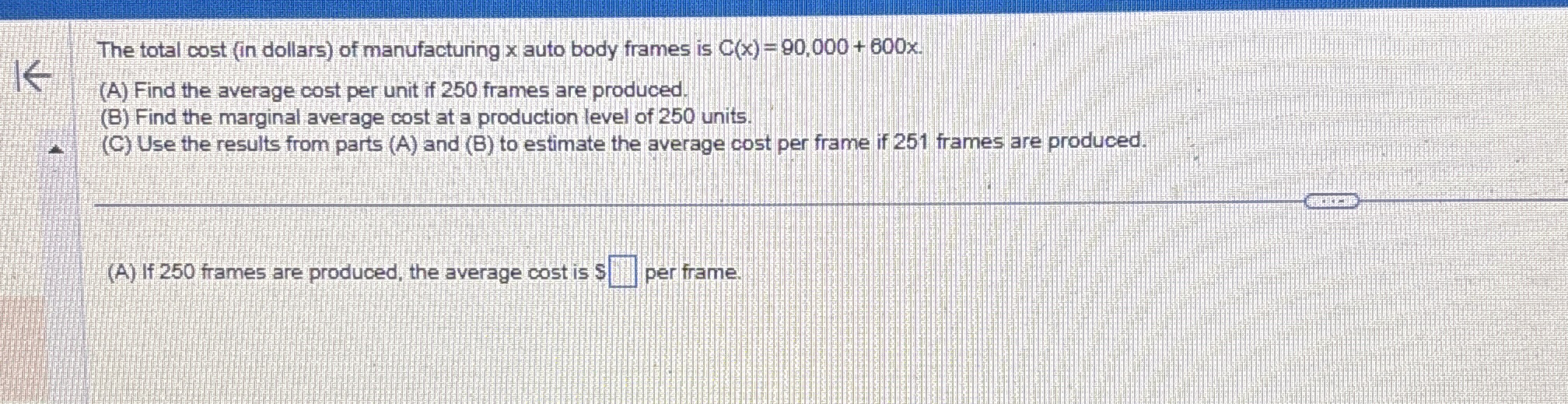 The total cost ( in dollars ) of manufacturing x