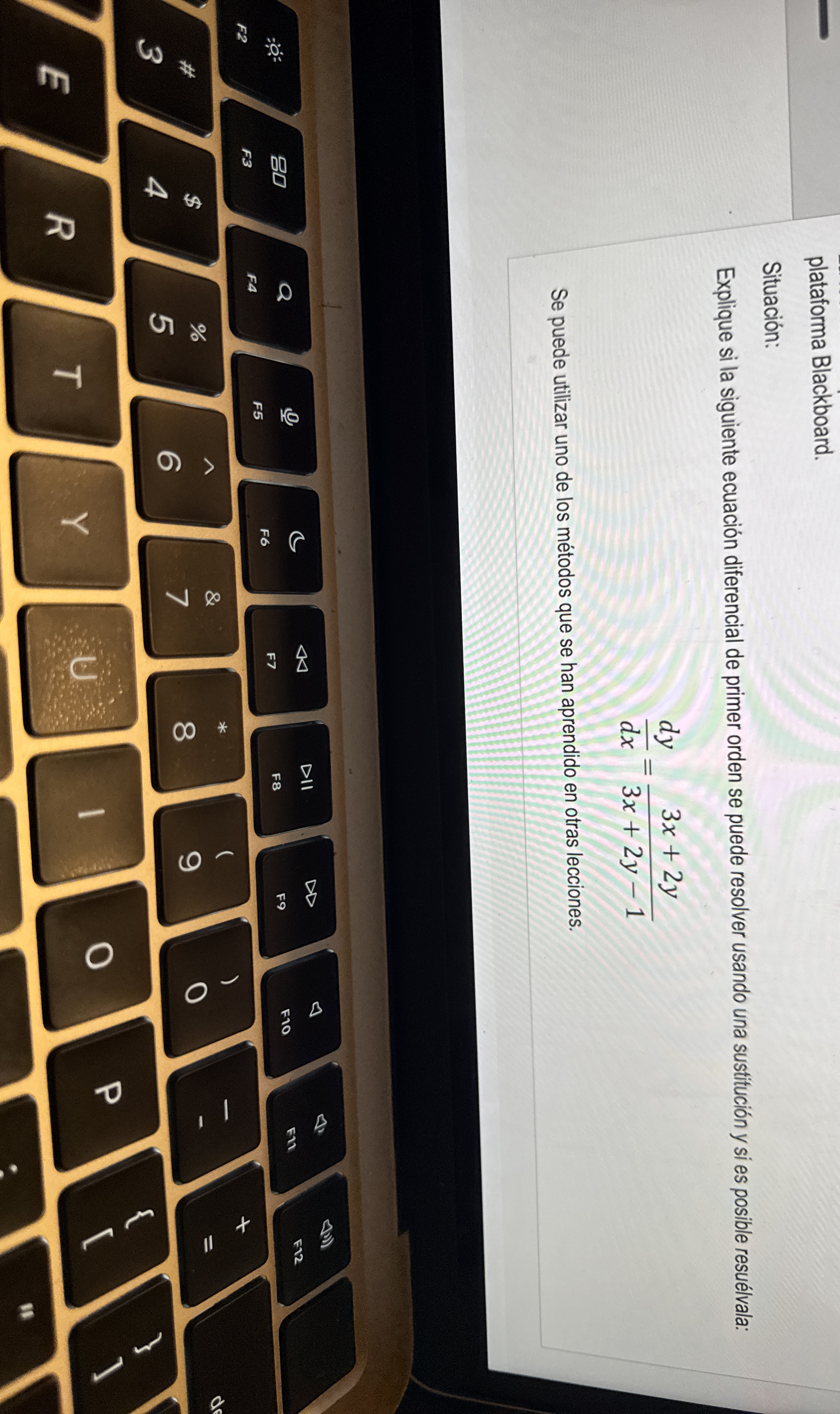 plataforma Blackboard. Situaci n: Explique si la