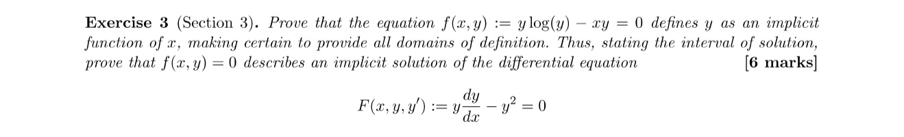 Exercise 3 ( Section 3 ) . Prove that the