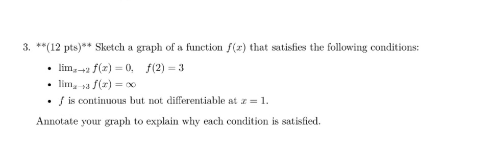 ? * * * * ( 1 2 p t s ) * * * * Sketch a graph of