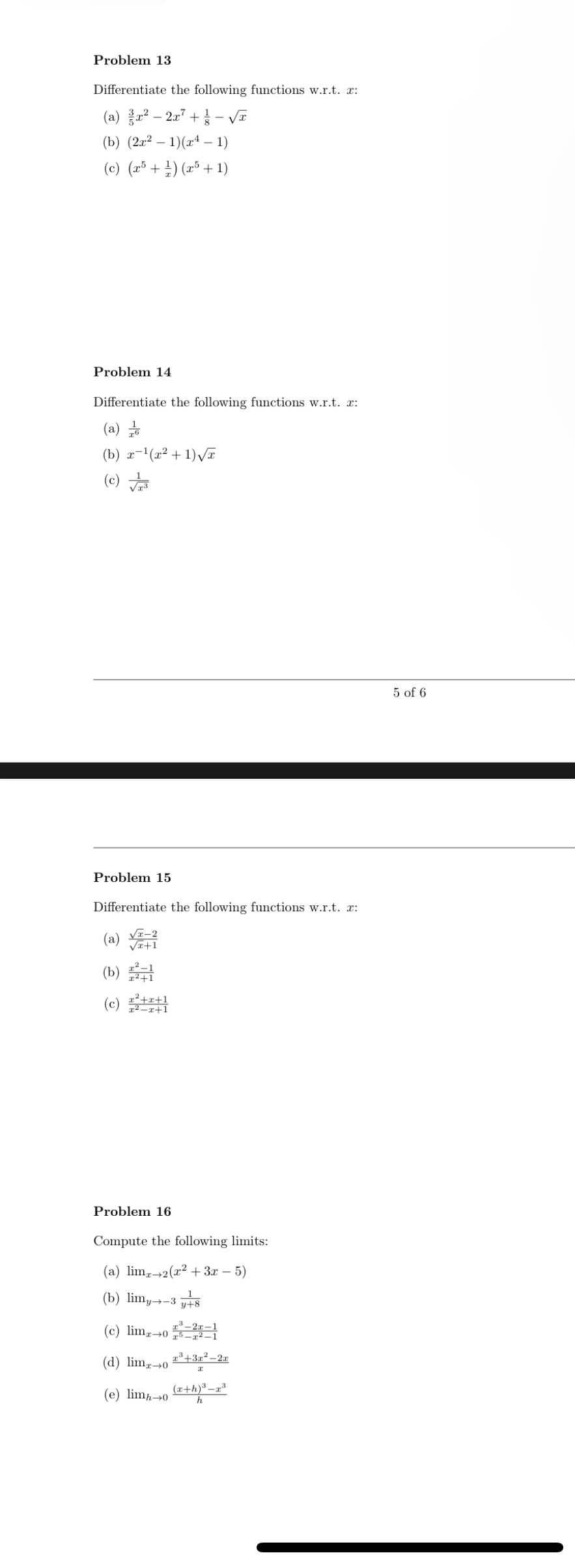 Problem 1 3 Differentiate the following functions