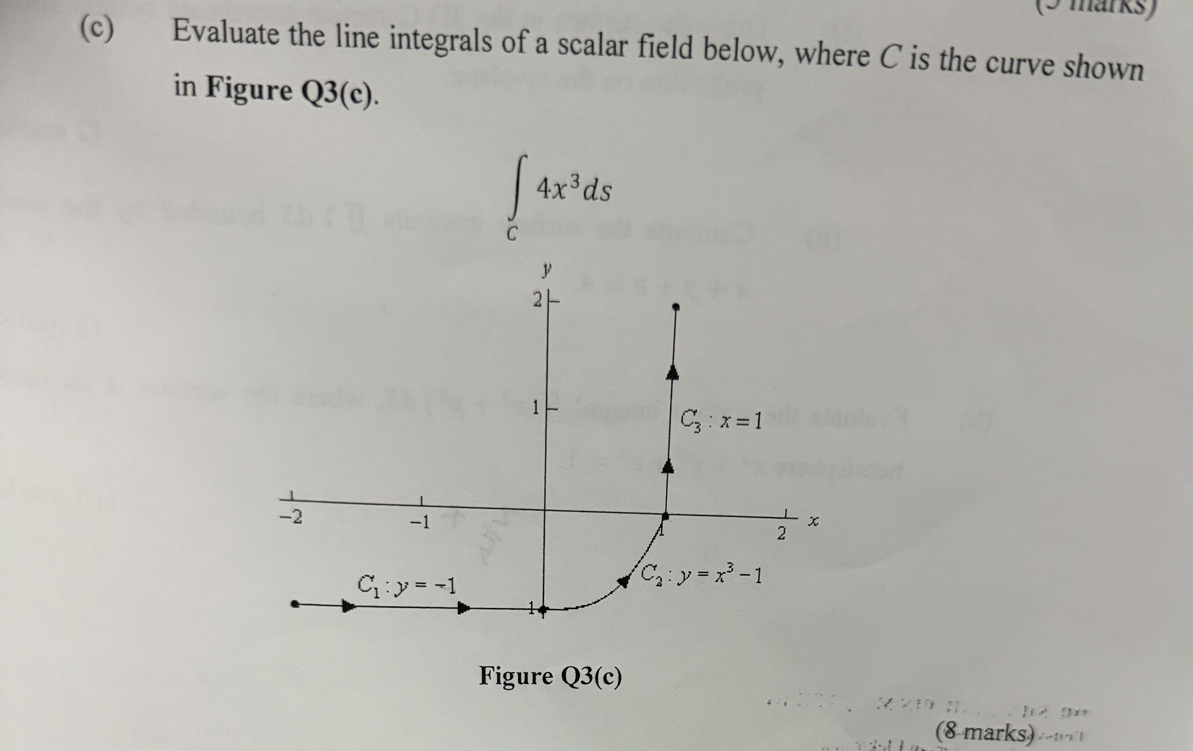 ( c ) Evaluate the line integrals of a scalar