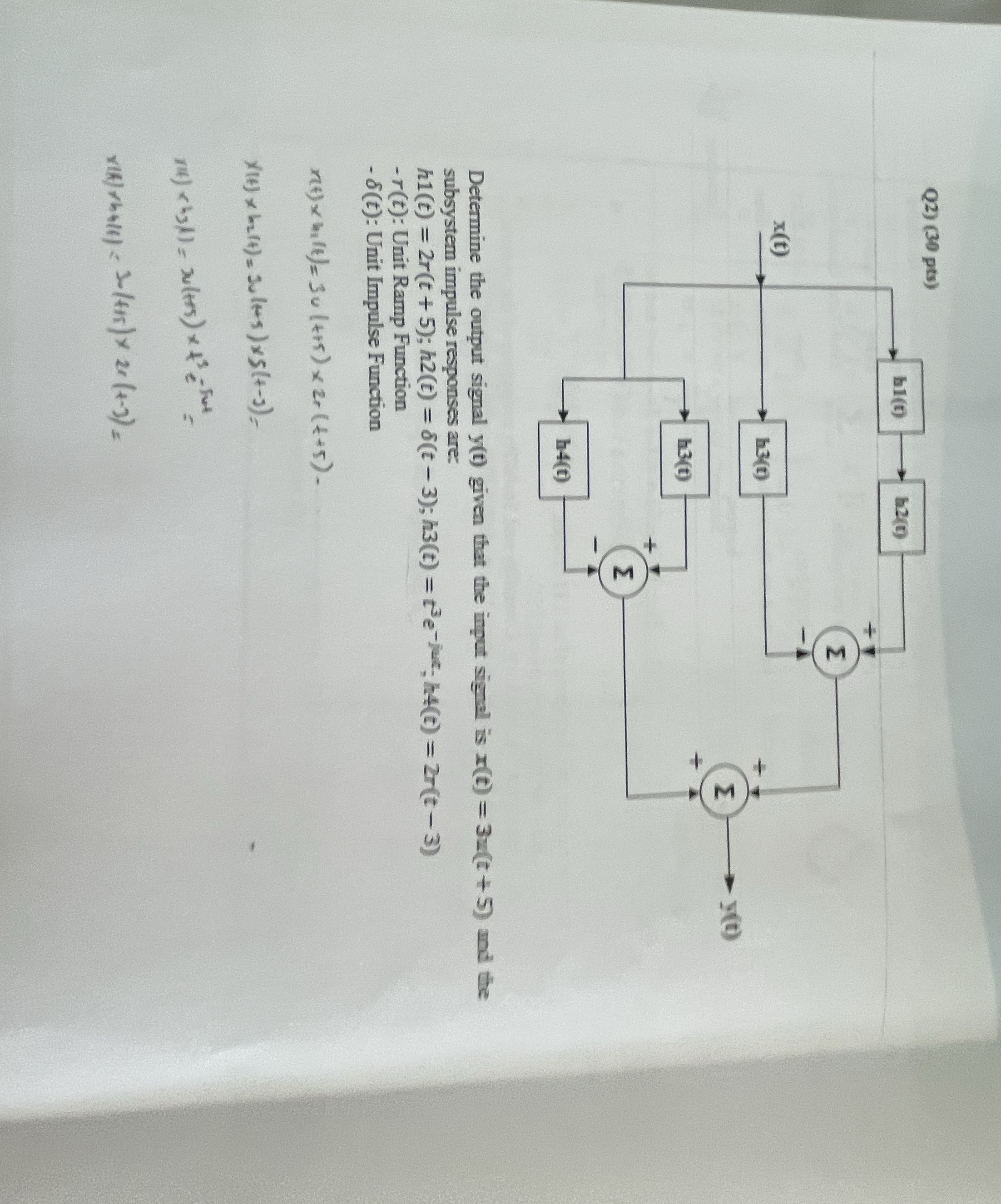Determine the output signal y ( t ) given that
