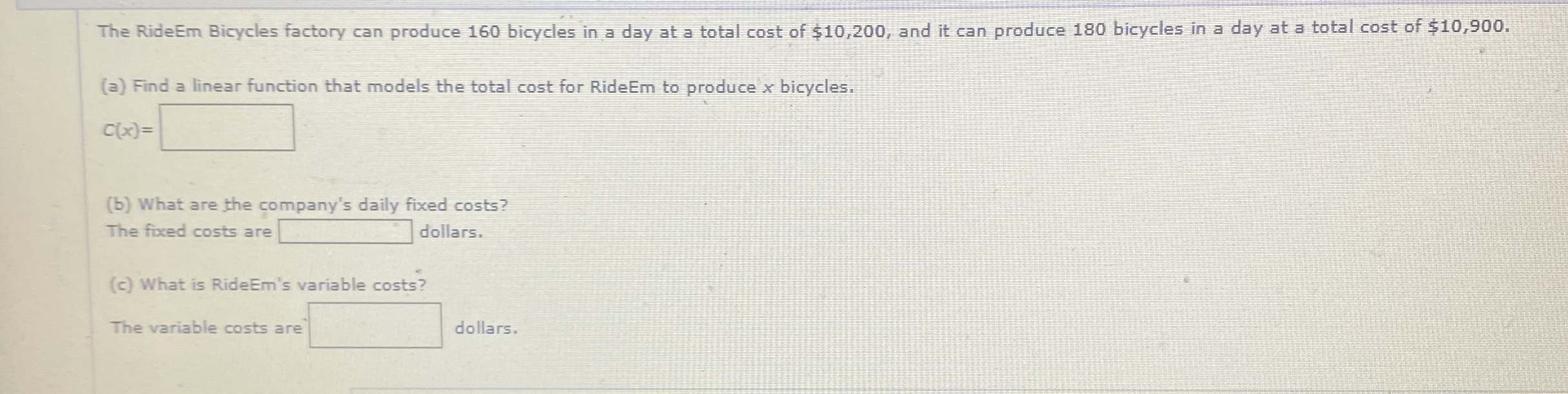 The RideEm Bicycles factory can produce 1 6 0