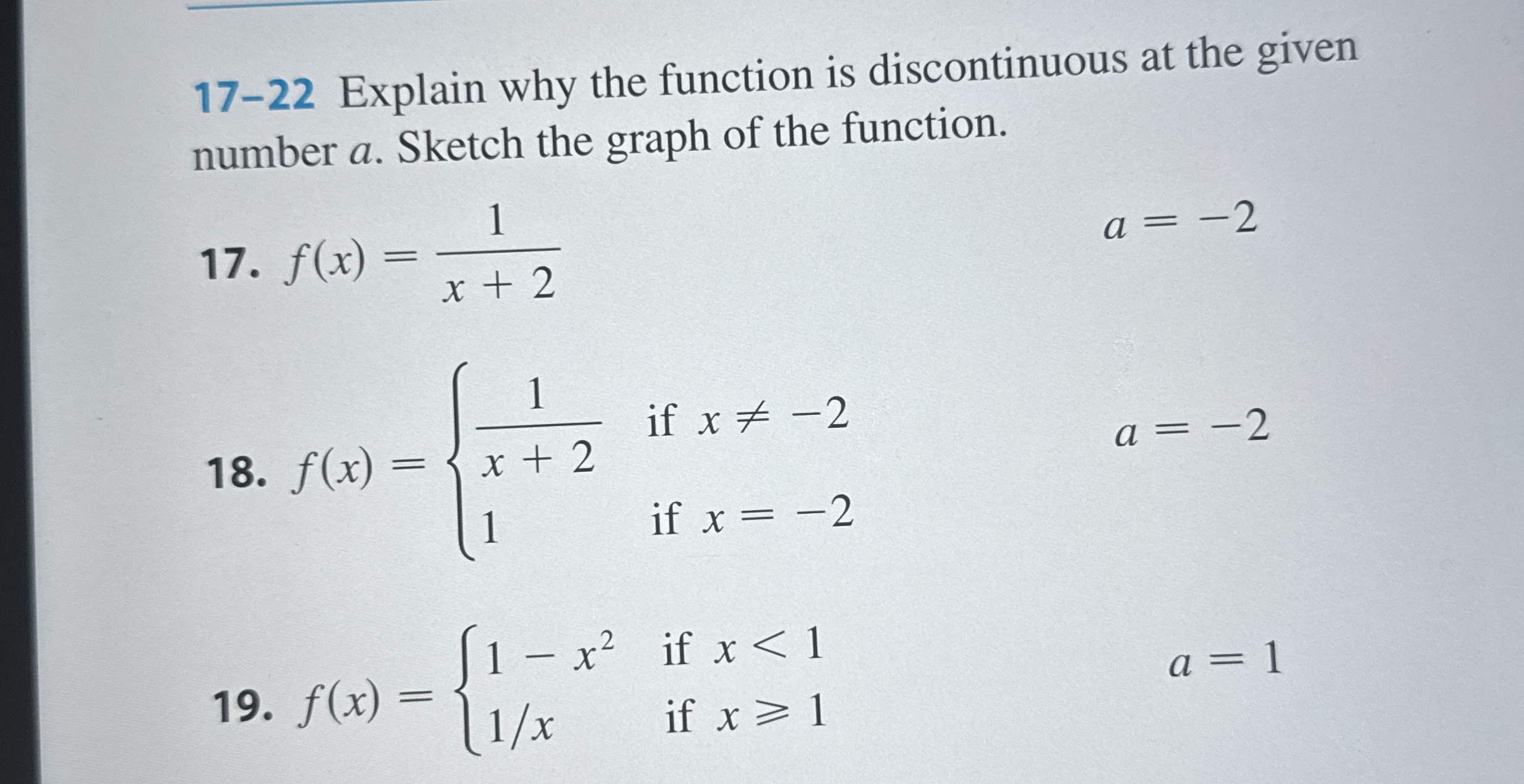 1 7 - 2 2 Explain why the function is
