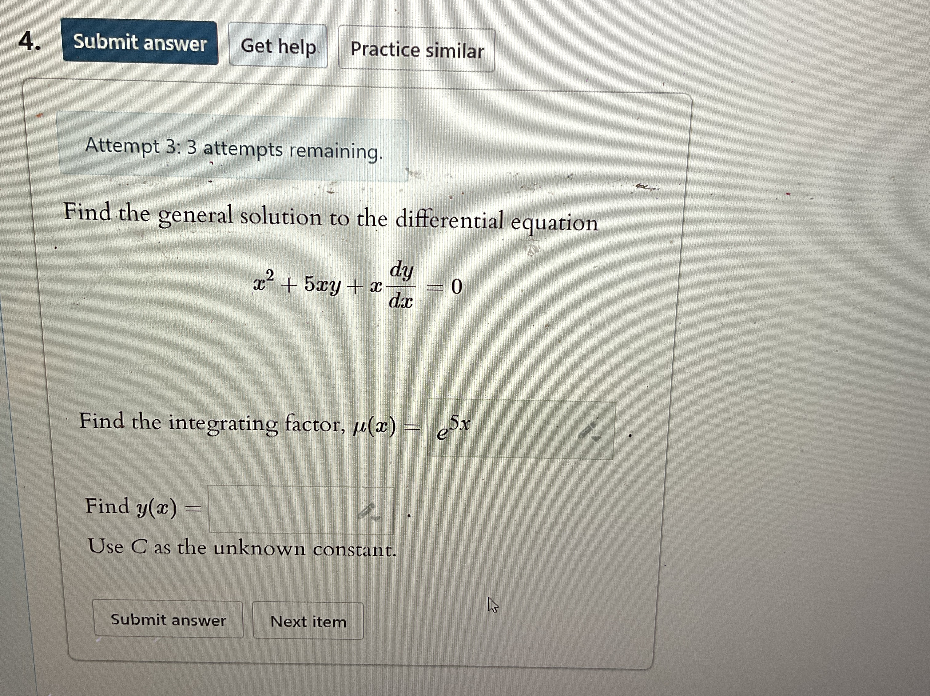 q , Practice similar Attempt 3 : 3 attempts