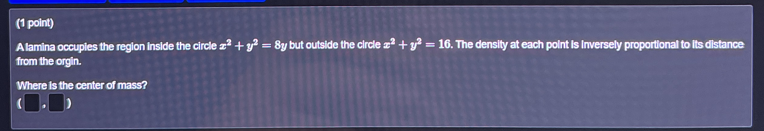 ( 1 point ) Alamina occupies the region inside