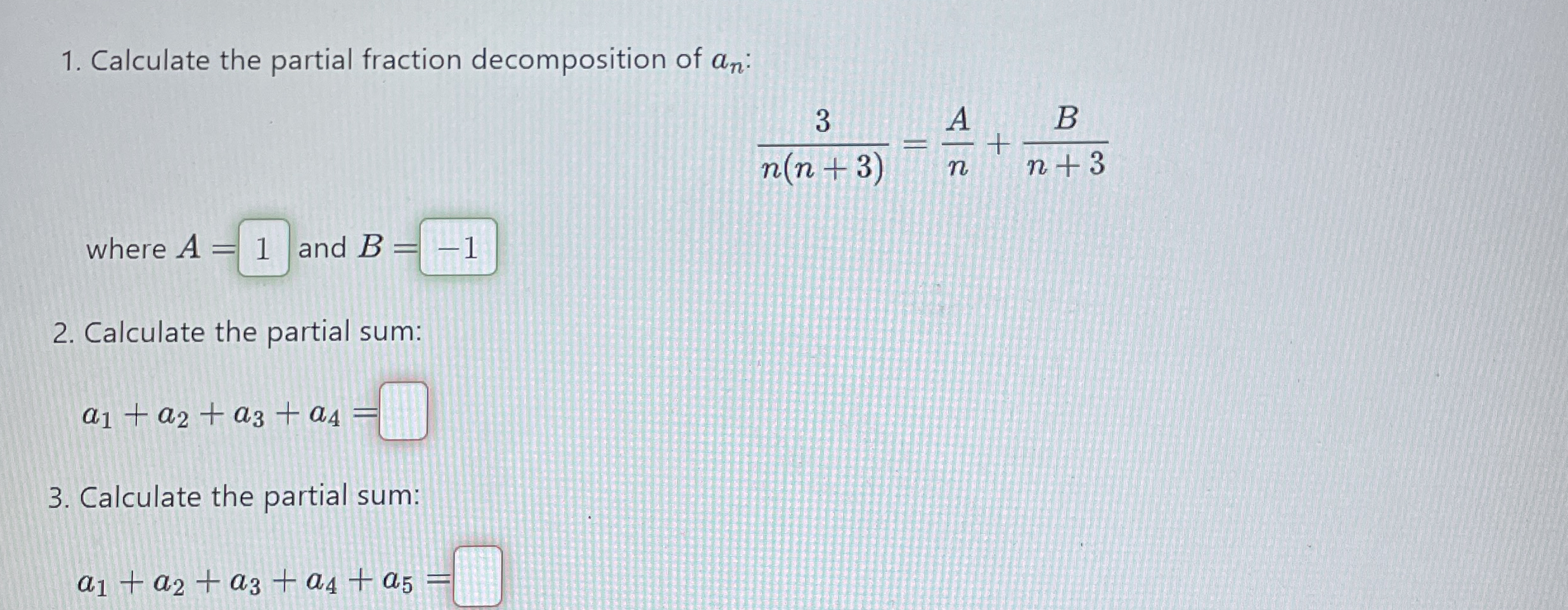 Calculate the partial fraction decomposition of a