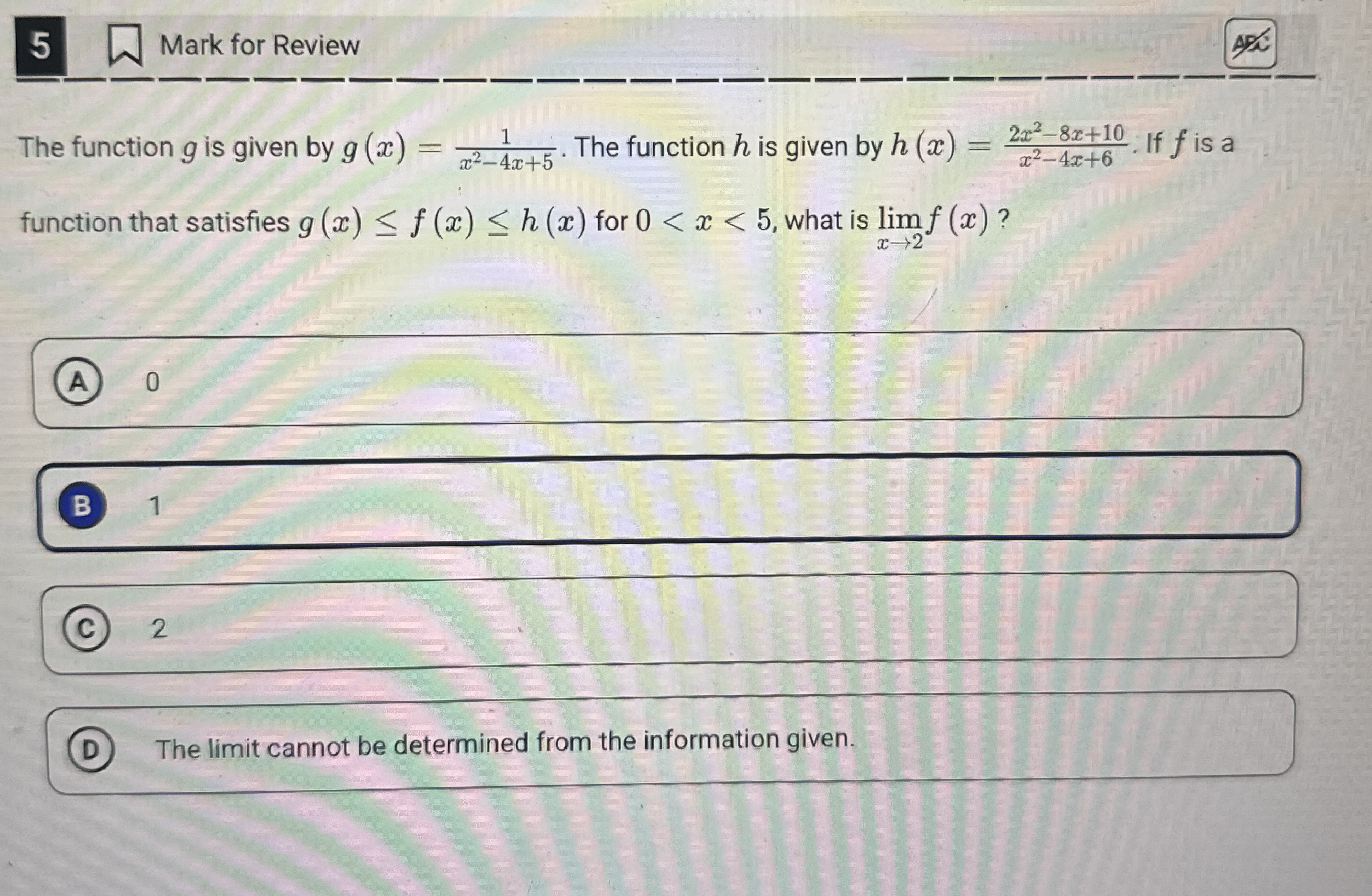 5 Mark for Review The function g is given by g (