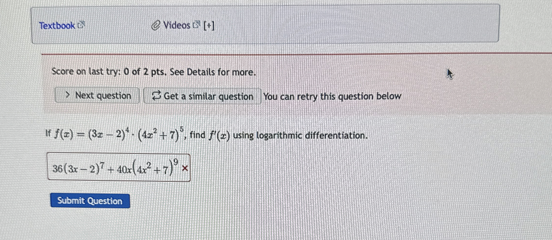 Textbook Videos [ + Score on last try: 0 of 2 pts